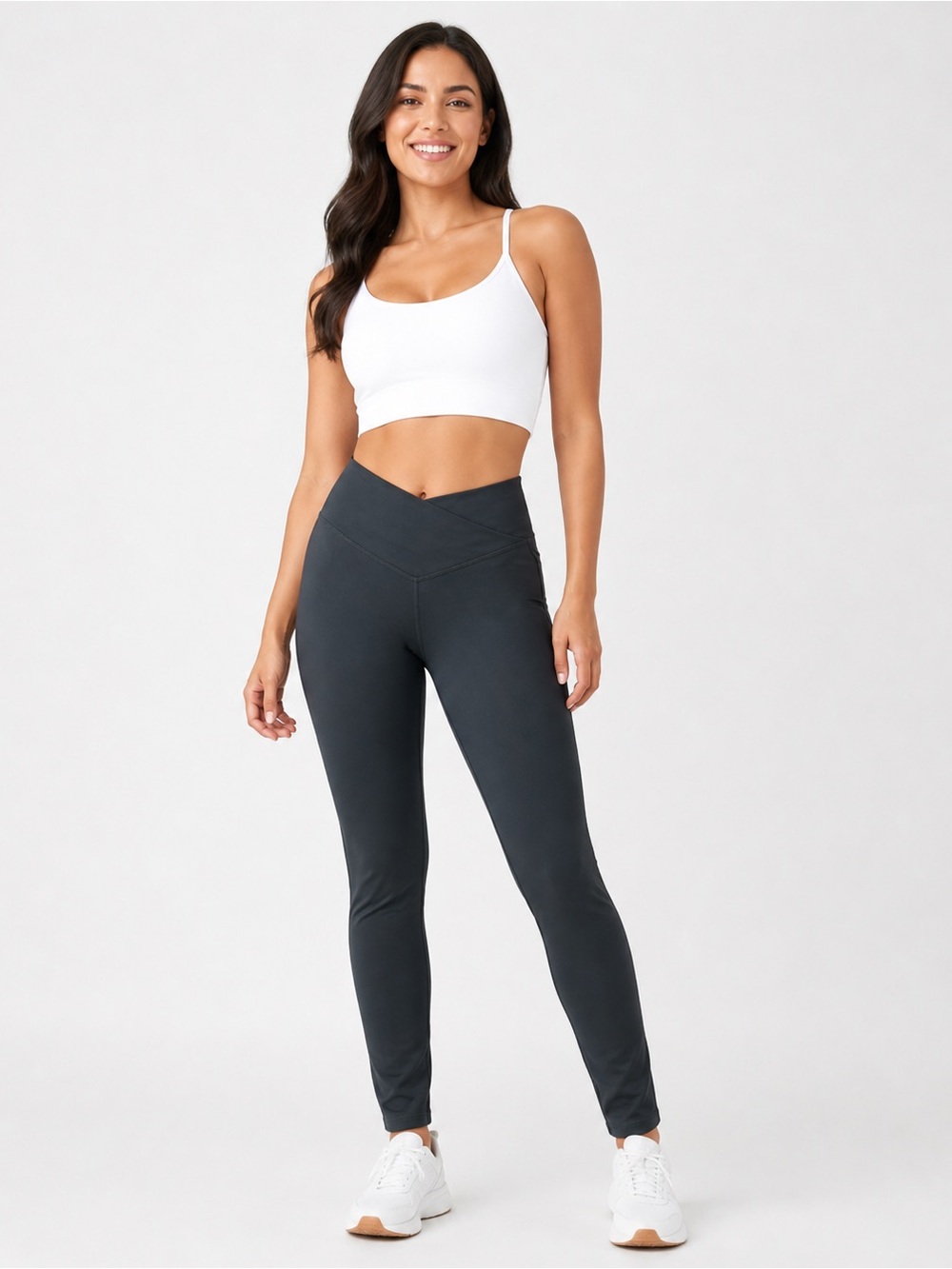 NWT Halara cross front tummy tucker thick leggings size xs black regular length